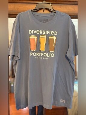 Life Is Good 'Diversified Portfolio' Blue Graphic Tee XL